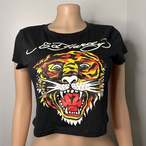 Ed Hardy Black Tee with Fierce Tiger Design